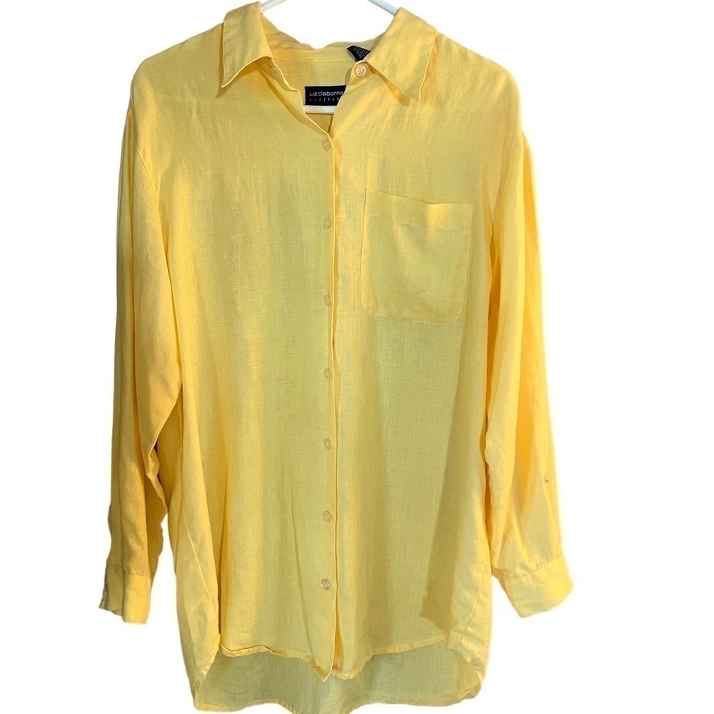 Liz Claiborne sport 100% Linen blouse womens L